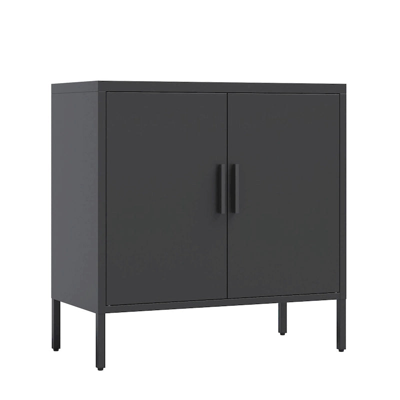 Armoire de rangement métallique avec 2 portes et 2 étagères réglables, armoire de rangement de garage verrouillable en acier, armoire de classement en métal