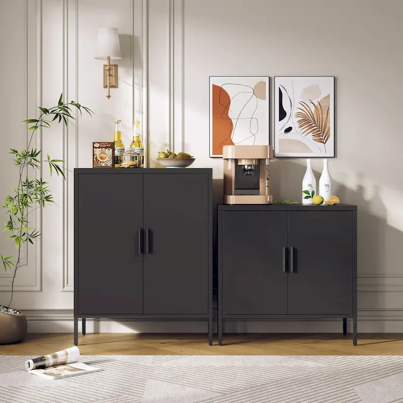 Armoire de rangement métallique avec 2 portes et 2 étagères réglables, armoire de rangement de garage verrouillable en acier, armoire de classement en métal