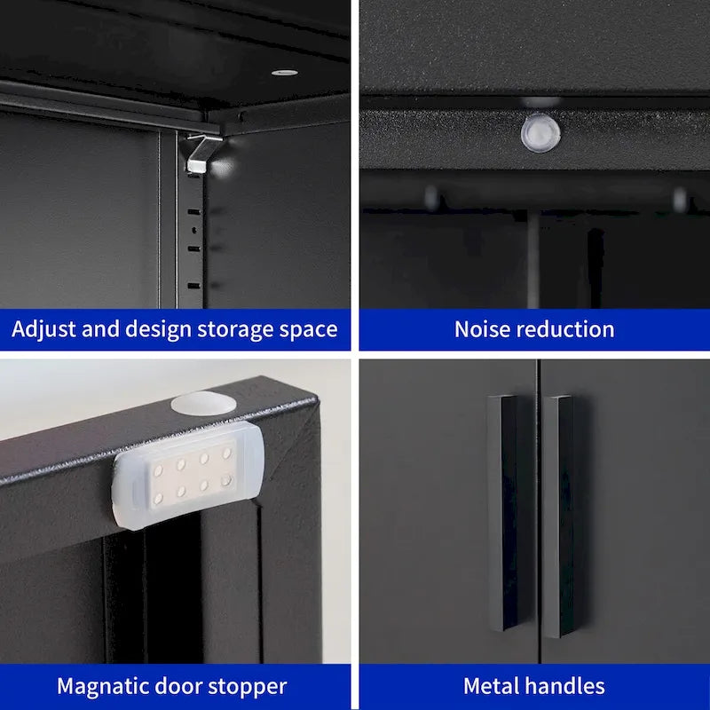 Armoire de rangement métallique avec 2 portes et 2 étagères réglables, armoire de rangement de garage verrouillable en acier, armoire de classement en métal