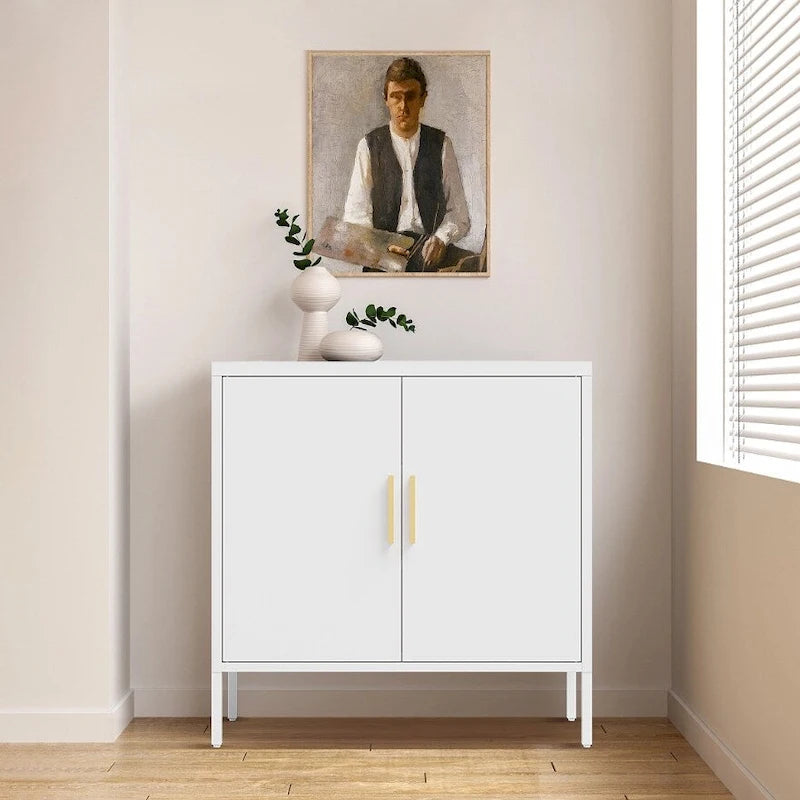 Armoire de rangement métallique avec 2 portes et 2 étagères réglables, armoire de rangement de garage verrouillable en acier, armoire de classement en métal