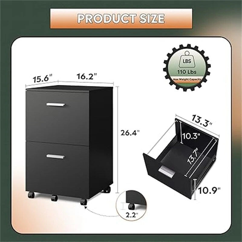 Classeur à 2 tiroirs - 15,6P x 16,2L x 26,4H