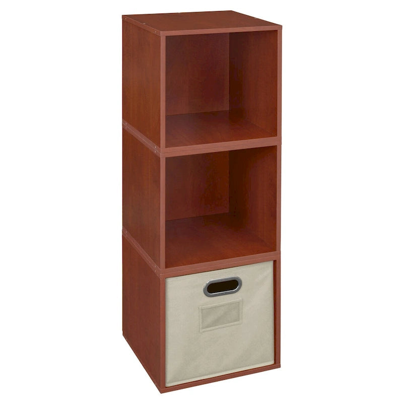 Ensemble de rangement Noble Connect – 3 Cubes et 1 Bac en toile – Cerisier/Naturel