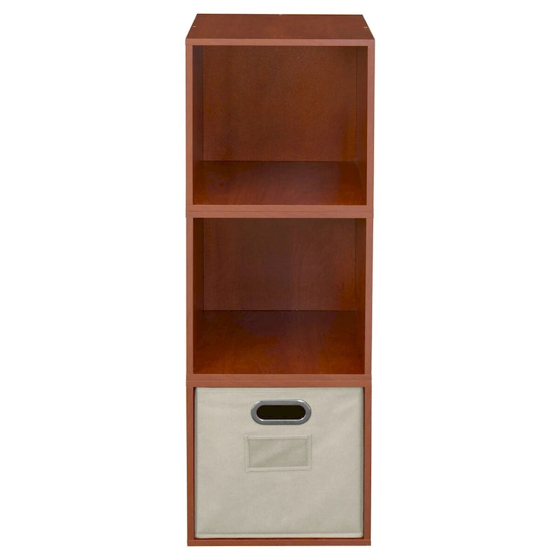 Ensemble de rangement Noble Connect – 3 Cubes et 1 Bac en toile – Cerisier/Naturel