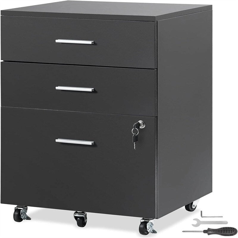 Classeur en bois à 3 tiroirs - 15.75P x 17.7L x 25.6H