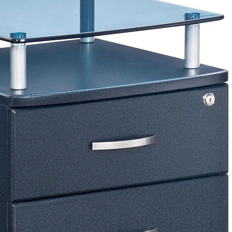 Classeur à roulettes avec plateau en verre, Haute qualité et durable, Graphite