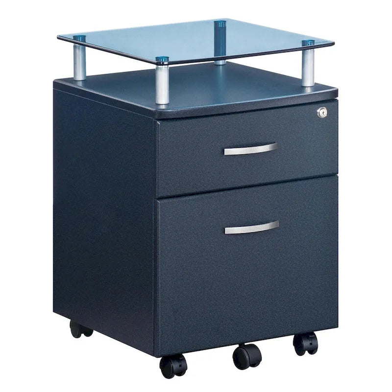 Classeur à roulettes avec plateau en verre, Haute qualité et durable, Graphite