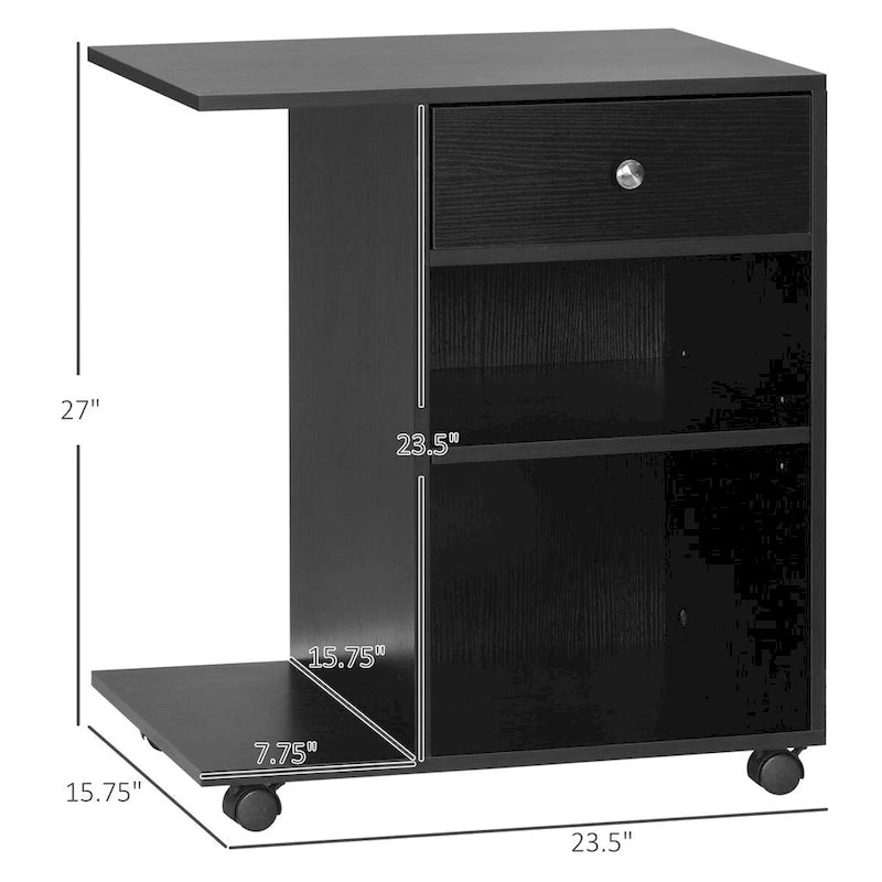 Table roulante pour imprimante avec roulettes et étagère réglable