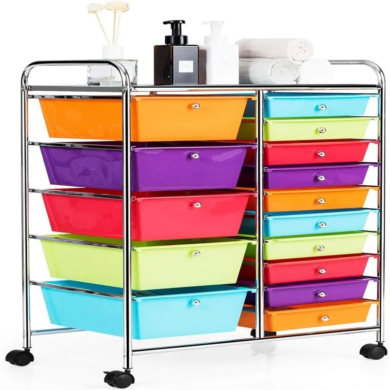 Chariot de rangement à 15 tiroirs - 14.5P x 25L x 34.5H