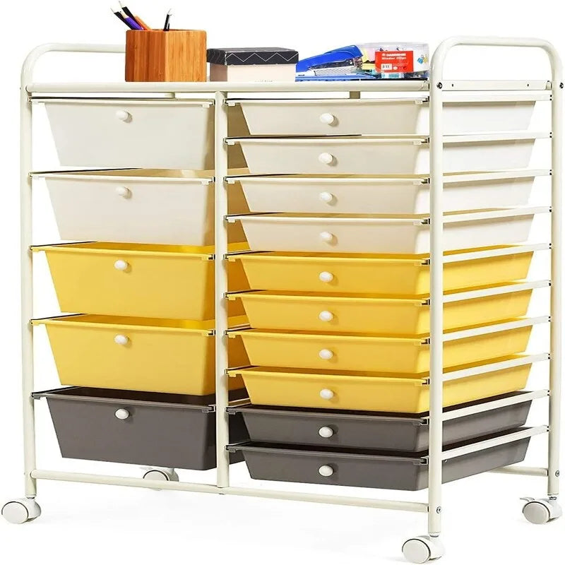 Chariot de rangement à 15 tiroirs - 14.5P x 25L x 34.5H