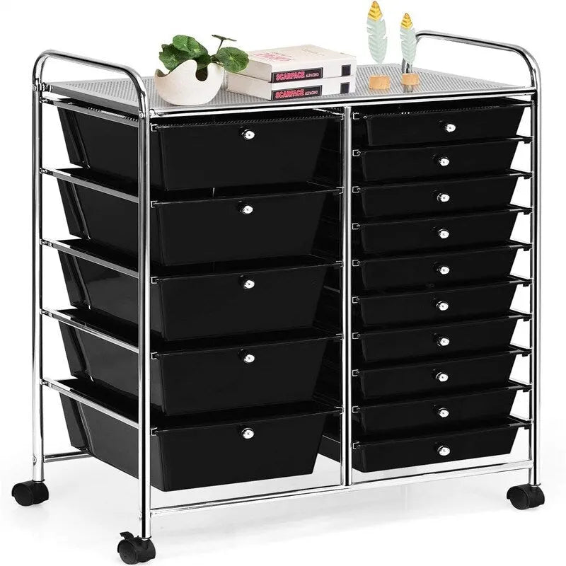 Chariot de rangement à 15 tiroirs - 14.5P x 25L x 34.5H