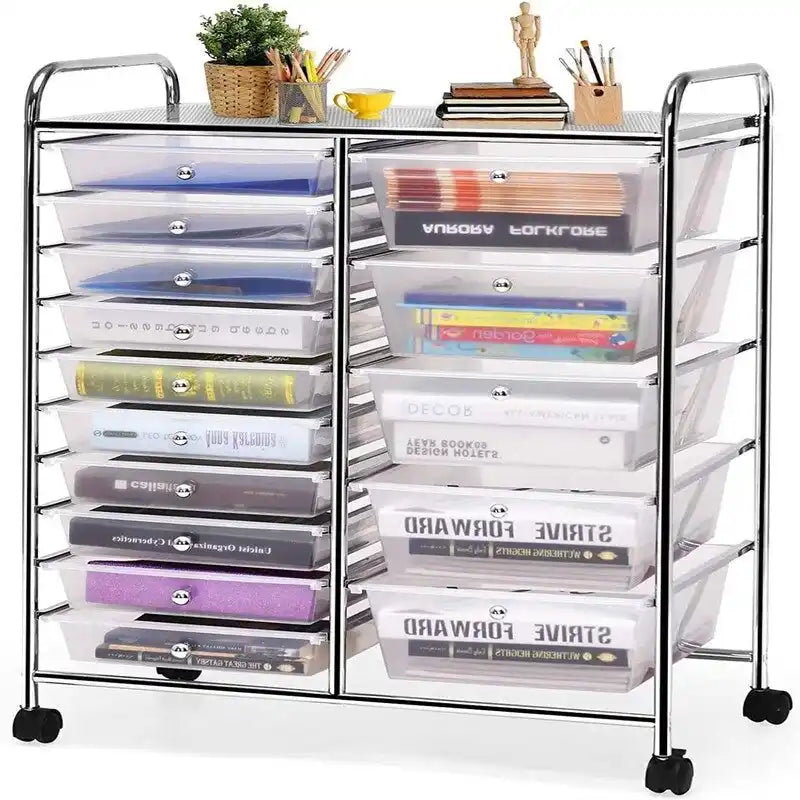 Chariot de rangement à 15 tiroirs - 14.5P x 25L x 34.5H