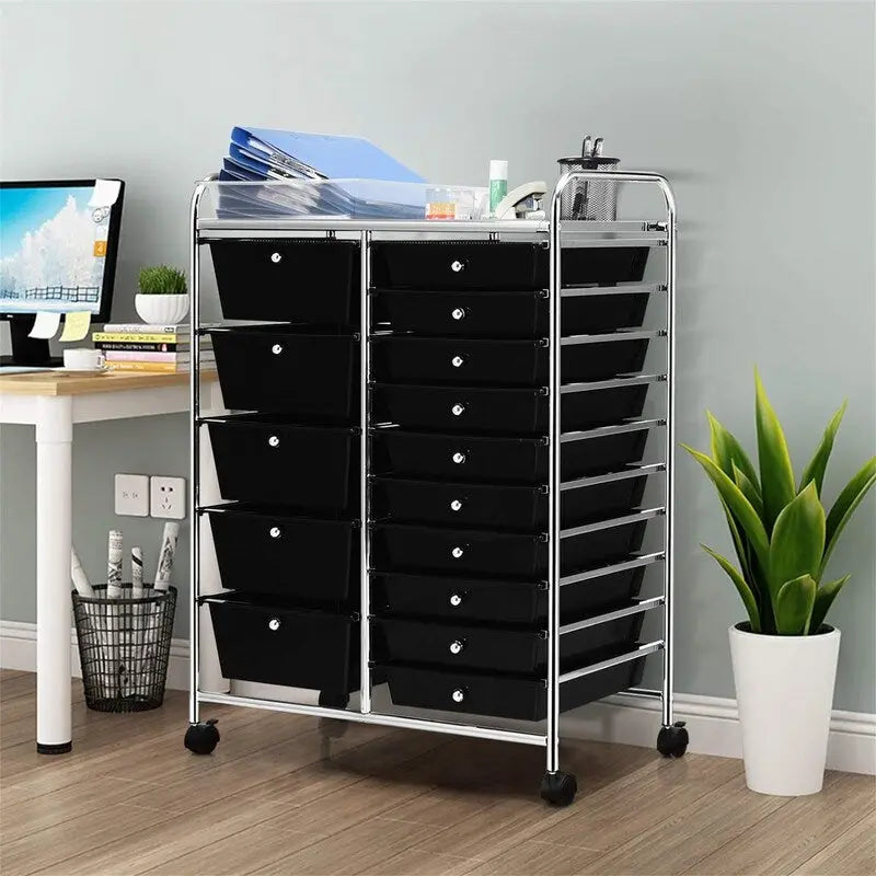 Chariot de rangement à 15 tiroirs - 14.5P x 25L x 34.5H