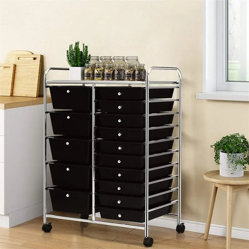 Chariot de rangement à 15 tiroirs - 14.5P x 25L x 34.5H