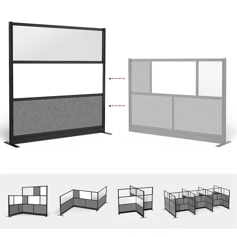 Système de séparation de pièce modulaire – Cadre noir – Panneau de départ 70 x 70 – Panneaux larges