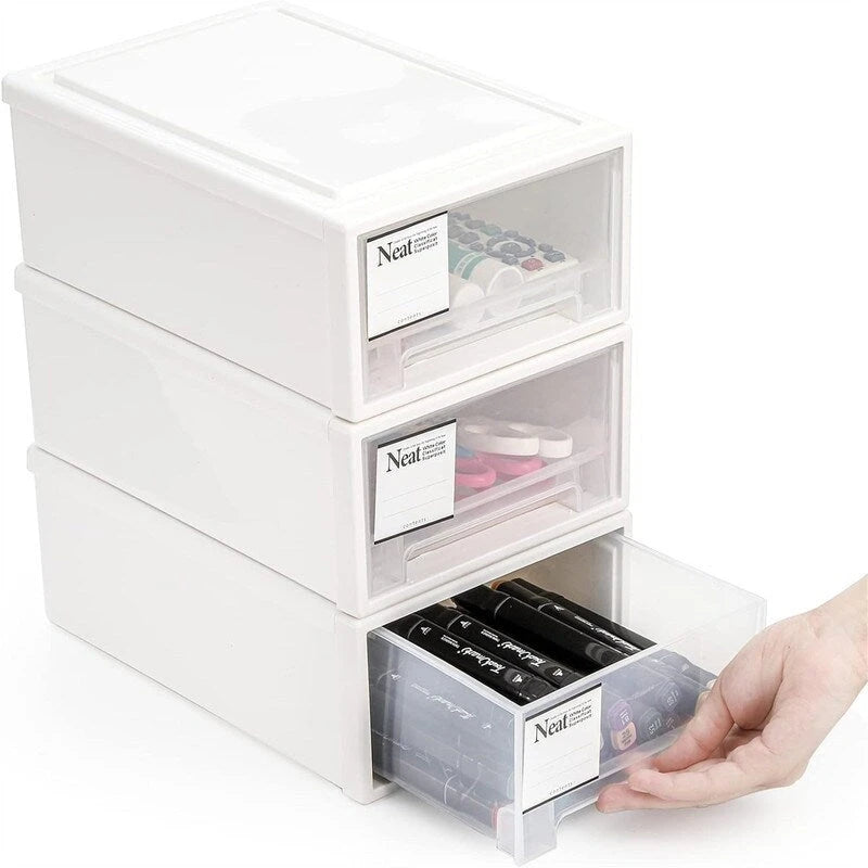 Lot de 3 tiroirs de rangement empilables