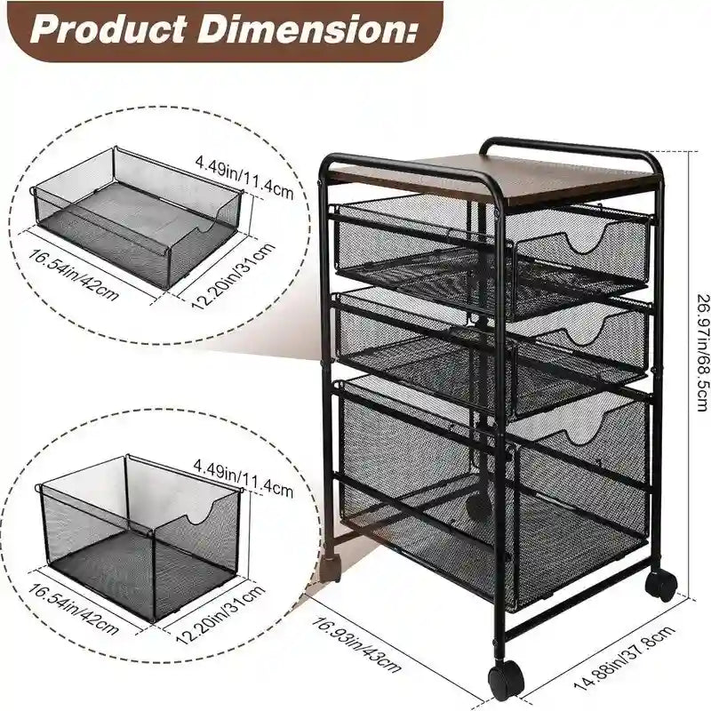 Chariots à tiroirs de rangement de dossiers – 12P x 17L x 25H