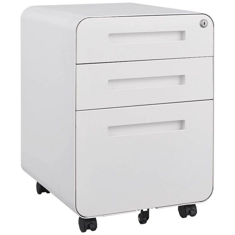 Meuble de classement mobile à 3 tiroirs, meuble polyvalent, conception à 5 roues anti-basculement en acier laminé à froid étanche à l'humidité