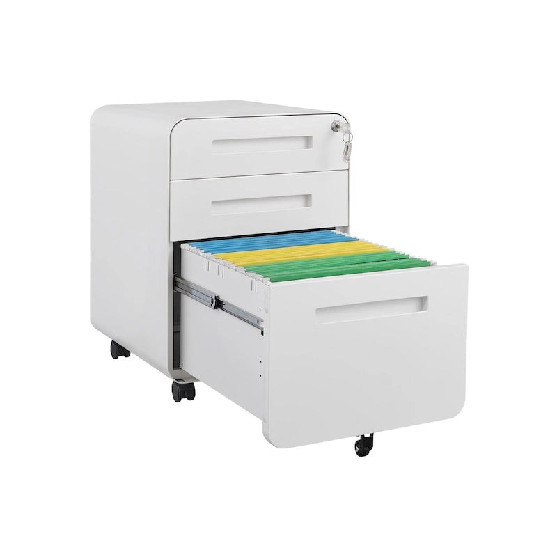 Meuble de classement mobile à 3 tiroirs, meuble polyvalent, conception à 5 roues anti-basculement en acier laminé à froid étanche à l'humidité