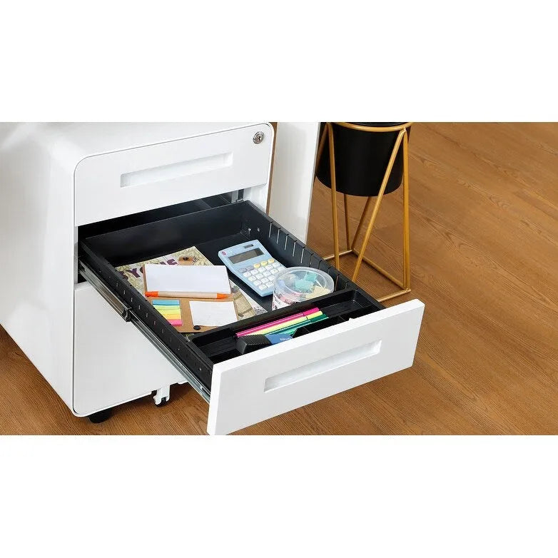 Meuble de classement mobile à 3 tiroirs, meuble polyvalent, conception à 5 roues anti-basculement en acier laminé à froid étanche à l'humidité