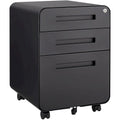 Classeur mobile à 3 tiroirs, meuble polyvalent, 5 roulettes anti-basculement en acier laminé à froid, étanche et résistant à l'humidité, noir