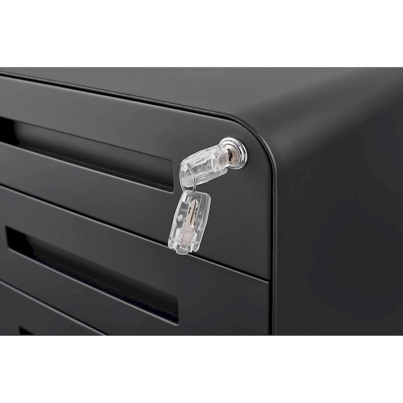 Classeur mobile à 3 tiroirs, meuble polyvalent, 5 roulettes anti-basculement en acier laminé à froid, étanche et résistant à l'humidité, noir