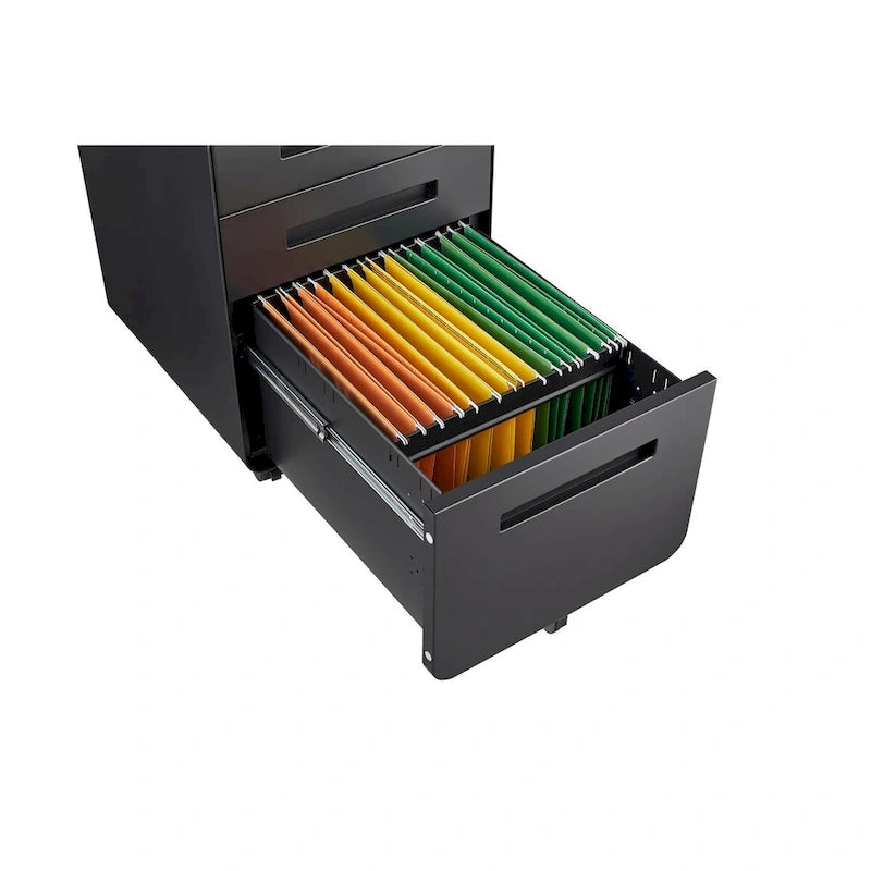 Classeur mobile à 3 tiroirs, meuble polyvalent, 5 roulettes anti-basculement en acier laminé à froid, étanche et résistant à l'humidité, noir