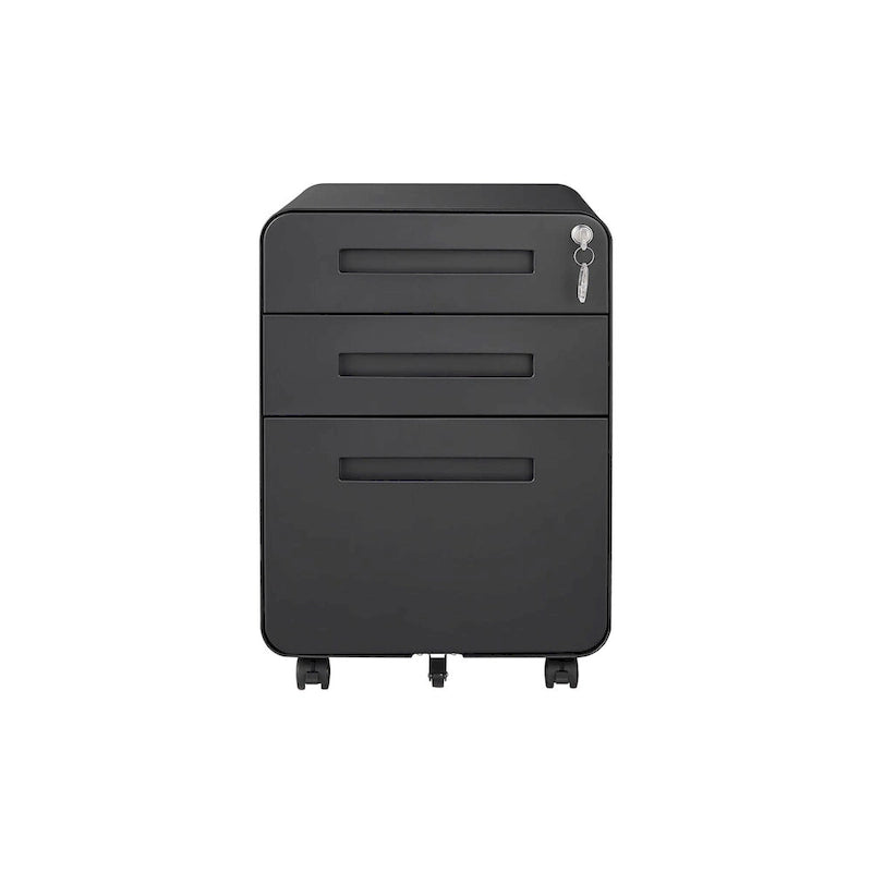 Classeur mobile à 3 tiroirs, meuble polyvalent, 5 roulettes anti-basculement en acier laminé à froid, étanche et résistant à l'humidité, noir